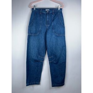 TWP Jetties Beach Pant Linen Cotton Denim Dark Wash High Rise New Size 26